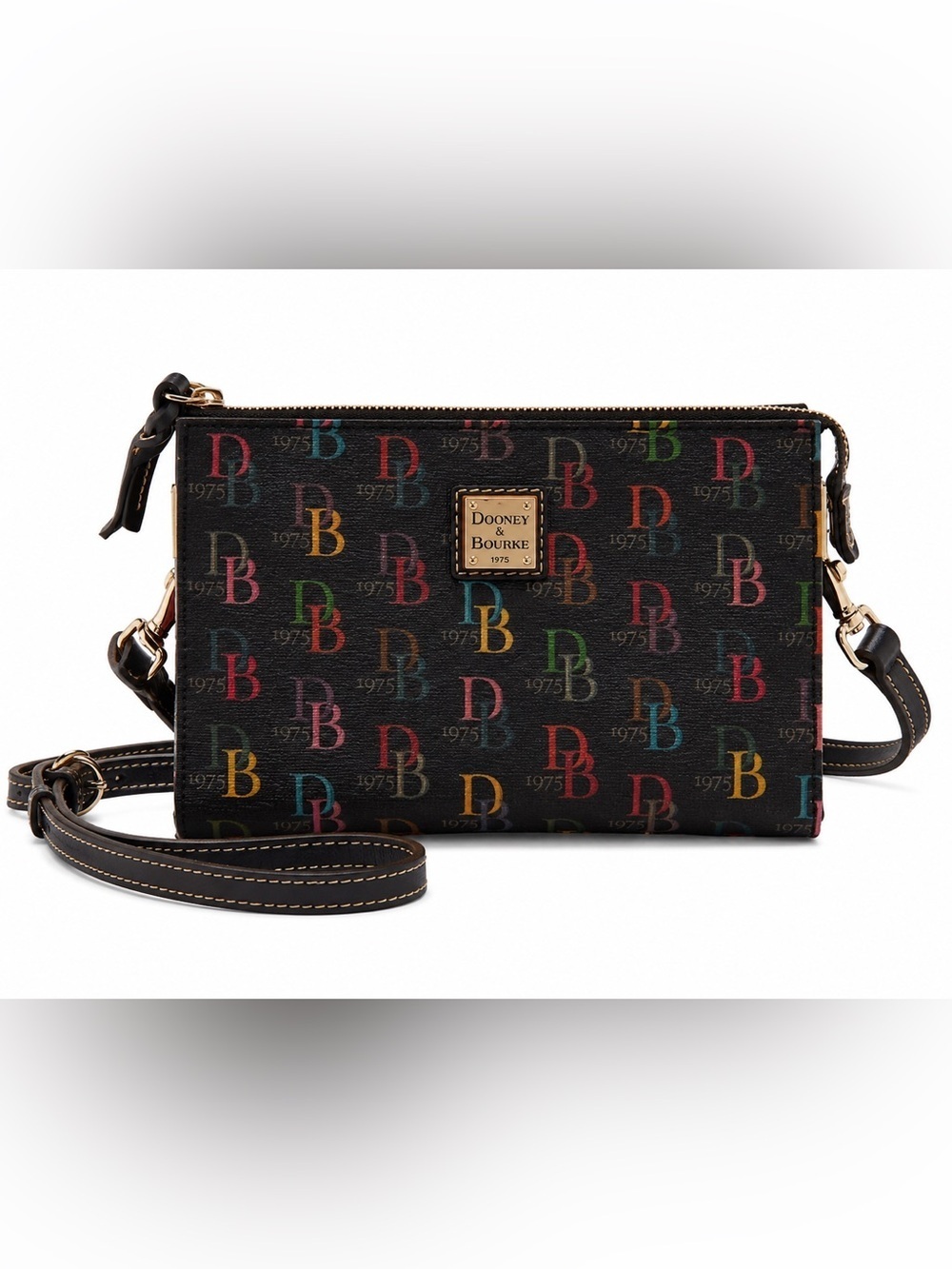 Dooney & Bourke Janine Crossbody Bag Multicolor DB 1975 Monogram Black